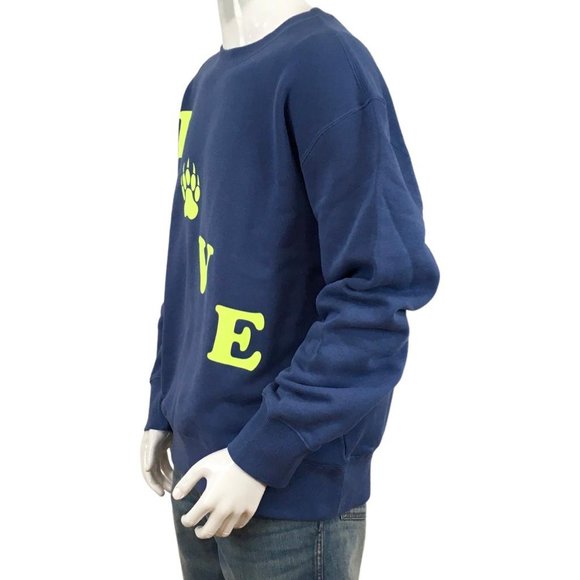YJGLAM Men Sweater a Love Word Desing Navy Blue Neon Color Sz L G20 - Picture 4 of 8